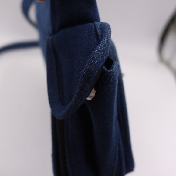 Vintage 90s Y2K Denim Messenger Bag Floral Embroidered Boho Purse - Picture 7 of 12